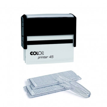Printer45Set-F Пластмассовый самонаборный штамп с двумя кассами. 7 строк без рамки, 5 строк с рамкой