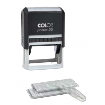 Printer55Set-F Пластмассовый самонаборный штамп с двумя кассами. 10 строк без рамки, 8 строк с рамкой