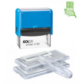Printer50Set-F Пластмассовый самонаборный штамп с двумя кассами. 8 строк без рамки, 6 строк с рамкой